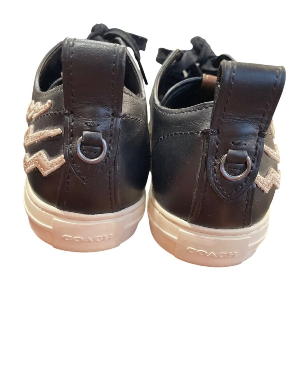 Coach wms black leather low top shark embroided Lightning sneaekrs sz 8D SKU 10- - Picture 15 of 16
